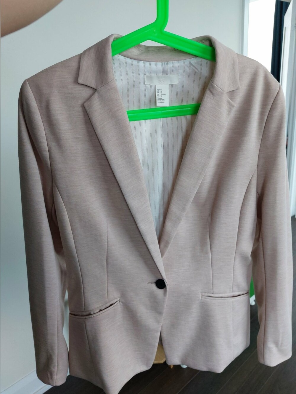 H&M Women Blazer Suit Jacket Beige Size 12